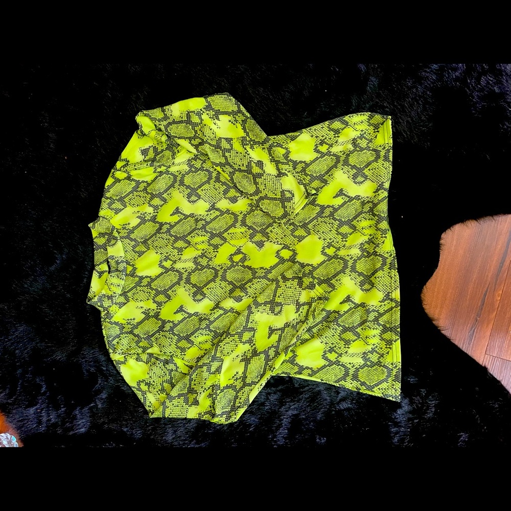Lime green snake skin top